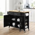 thumbnail image 3 of Pemberly Row Contemporary Wood Top Kitchen Island Cart in Black, 3 of 19