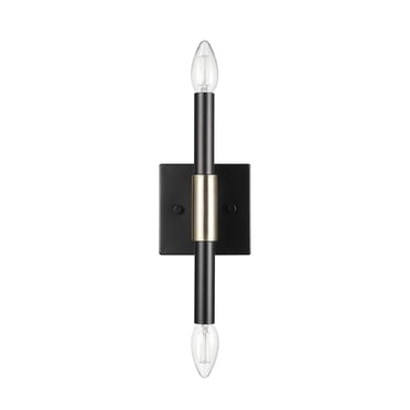 Globe Electric 2-Light Matte Black Wall Sconce with Antique Brass Accent