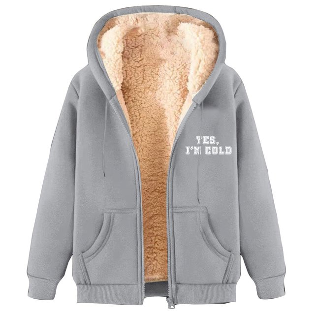 LOVZFMLL Jackets for Women's Fashionable Printed Fleece Hooded Sweatshirt Jacket