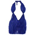 thumbnail image 3 of Robe Sans Manches à Col Halter pour Femmes, Col en V Profond, Dos Nu, Volants Plissés, Mini Robe de Soirée, 3 of 6