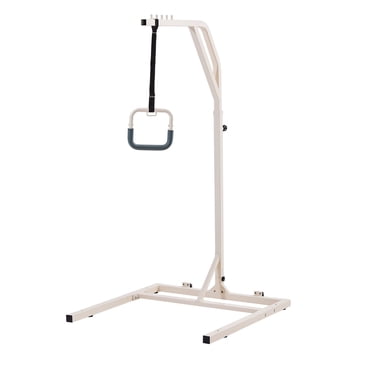 KFFKFF Trapeze Bar for Bed Mobility, Height-Adjustable Free Standing Trapeze Bar with 2 Wheels, 300LBS Capacity Bed Pull Up Assist for Elderly Disabled