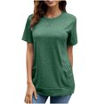 thumbnail image 2 of Pompotops Mode Femmes Été Décontracté Ample Manches Courtes Pull T-Shirt Blouse Unie, 2 of 8