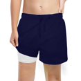 thumbnail image 1 of Boys Swim Trunks Kids Toddler Boys Solid Color Quick Dry Swim Trunks with Compression Liner Stretch Swim Shorts Rash Guard for Boys Dark Blue 14 Years-16 Years, 1 of 3