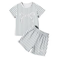 thumbnail image 3 of Korean Style Girls Summer Sleepwear Set Short Sleeve Striped Two Piece Outfit For Daily Wear And Outdoor Activities, 3 of 3