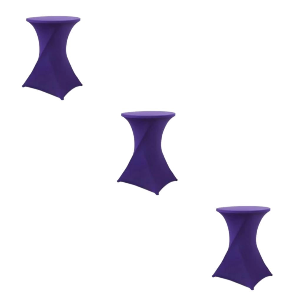 Decodeary Nappe Ronde Extensible de Couverture de Table de Mariage d'Hôtel de Lavage Facile pour l'Installation de l'Environnement Violet 3Set