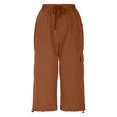 thumbnail image 3 of Plebaso Pantalon Capri Cargo pour Femmes, Joggers de Randonnée Légers à Cordon, Capris de Travail d'Extérieur avec Poches, 3 of 6