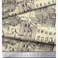 thumbnail image 3 of Soimoi White polyester Crepe Fabric London Theme Architectural Fabric Prints By Yard 42 Inch Wide, 3 of 3