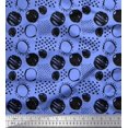 thumbnail image 1 of Soimoi Blue Silk Fabric Dots & Circle Geometric Printed Fabric 1 Yard 42 Inch Wide, 1 of 1