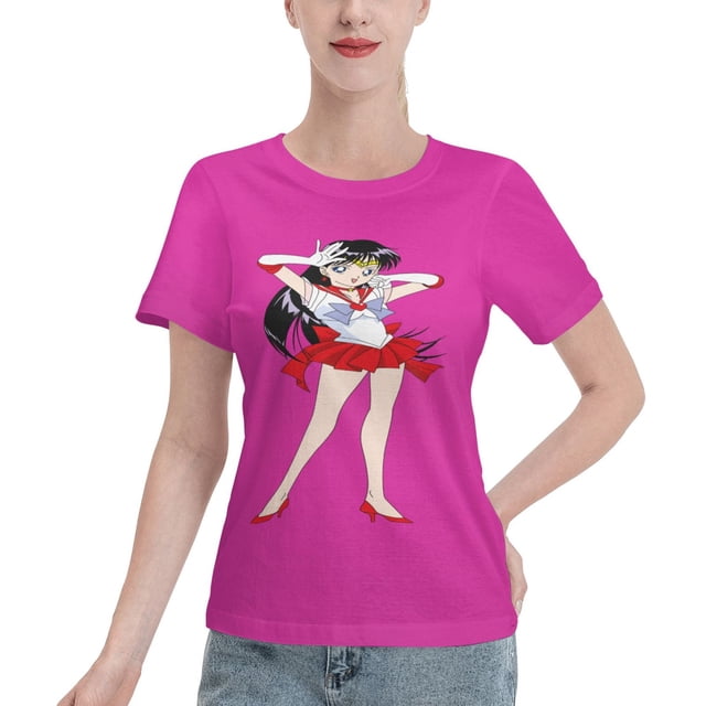 Women's Basic Short Sleeve T-Shirt Sailor Moon Rei Hono
