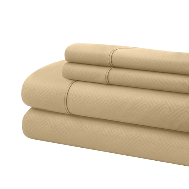 Bassano 1800 Series Embossed Deep Pocket Sheet Set - Super Soft & Wrinkle Free - Luxurious Bed Sheets Set (Queen, Taupe)