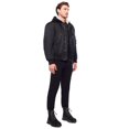 thumbnail image 2 of Dark Black Men's Hooded Bomber Jacket, 2 of 6