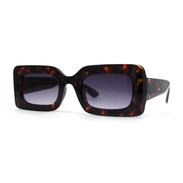 Womens Mod Thick Plastic Minimal Sunglasses Tortoise Smoke