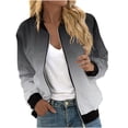 thumbnail image 1 of Swstbby Liquidation d'Économies d'Automne! Vestes d'Automne pour Femmes, Chandail à Manches Longues Ample pour Femmes avec Fermeture Éclair, Veste Décontractée en Grosse Maille Style Baseball Gris P, 1 of 5