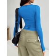 thumbnail image 3 of ORUYROP Womens Long Sleeve Fall Fashion 2023 Crop Tops Basic Layering Workout Slim Fitted T Shirts Y2K Tops, 3 of 5