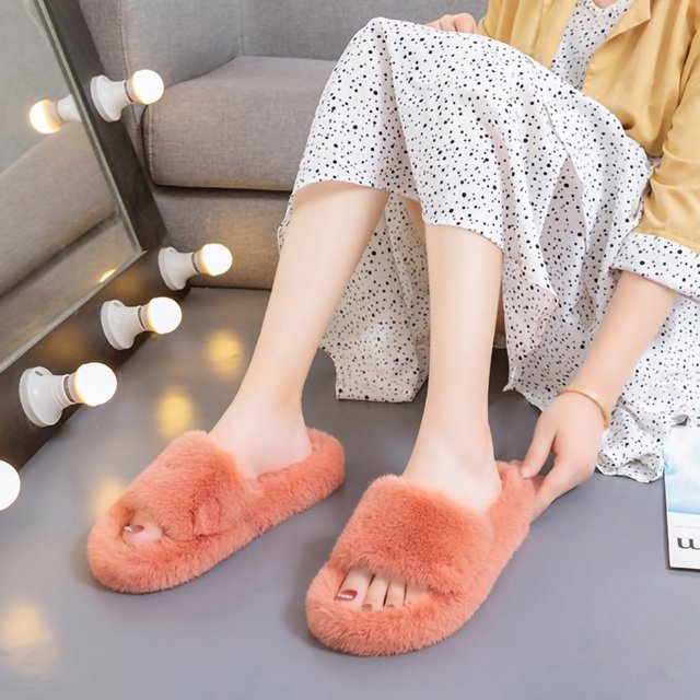 LSLJS Fall And Winter Female Ins Plus Velvet Lazy People Outside Wearing Slippers, Women's Slippers