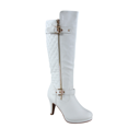 thumbnail image 1 of Bottes à Talons Hauts à Fermeture Éclair à Bout Rond Décontractées pour Femmes Dames Mode (Blanc, 7), 1 of 5