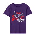 thumbnail image 4 of Pisexur Valentines Day T-shirt Top T-shirt à Manches Courtes Imprimé Amour de la Saint-Valentin pour Femmes, Col Rond, 4 of 5