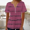 thumbnail image 1 of Blouses for Women Womens Printed V-neck Button Up Short Seeved Top, 1 of 1