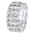 thumbnail image 2 of Elastic Silver Tone 3 Row Crystal Rhinestone crystal ring toe Toe Ring Bridal Jewelry 9mm, 2 of 5
