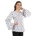 thumbnail image 3 of Moomaya Printed Top Full Sleeve Pleated Rayon Kurta Short Tunic Summer Blouse For Women, 3 of 7