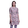 thumbnail image 1 of Bimba Kurti à Manches Retroussables pour Femmes, Col Mandarin Imprimé, Hauts de Kurti Courts, 1 of 6