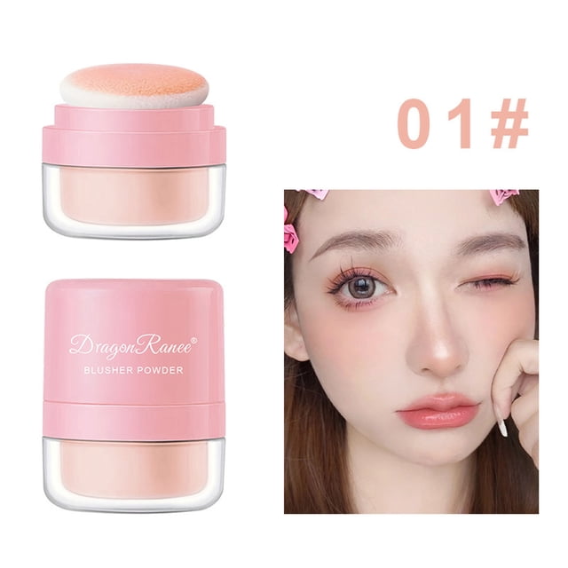 FcBaudy Blush for Cheeks, Rose Powder Blush Lazy People Cushion Powder Blusher Skin Friendly Rouge Powder Nude Makeup Skin Tone Matte Bowl Cut Pat Powder Rouge Powder blusher blusher