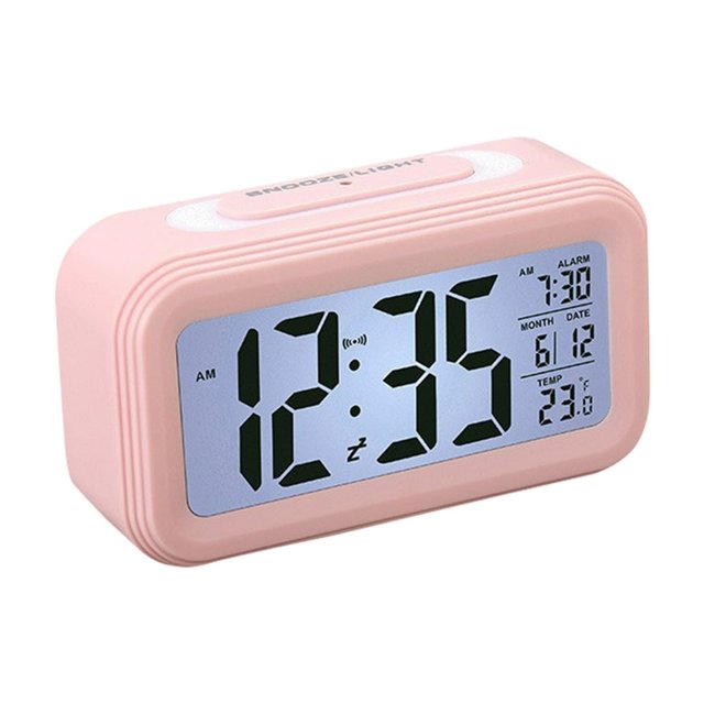 CHUANK Réveil Numérique avec Éclairage de Fond LCD Moniteur de Température Alarme Veilleuse avec Calendrier Intelligent Horloge