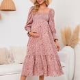 thumbnail image 1 of PEZHADA Mode d'Automne pour Femmes,Vêtements de Maternité pour Femmes,Robe Longue Décontractée et Aguichant pour Femmes Enceintes avec Petite Impression Florale en Mousseline à Col et Manches Longues, 1 of 5