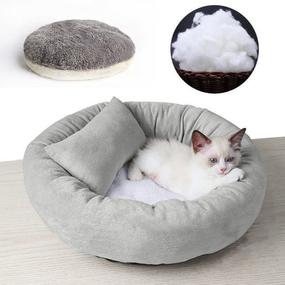 HOARBOEG Tapis Rond pour Chien Chenille Épaissie pour Automne et Hiver avec Oreiller Autour Adapté pour Chiot Boucles Sommeil