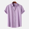 thumbnail image 2 of Penkiiy Chemise Décontractée pour Homme Unie à Col Rabattu à Manches Courtes avec Fermeture à Boutons Blouse Hawaïenne m Violet, 2 of 9