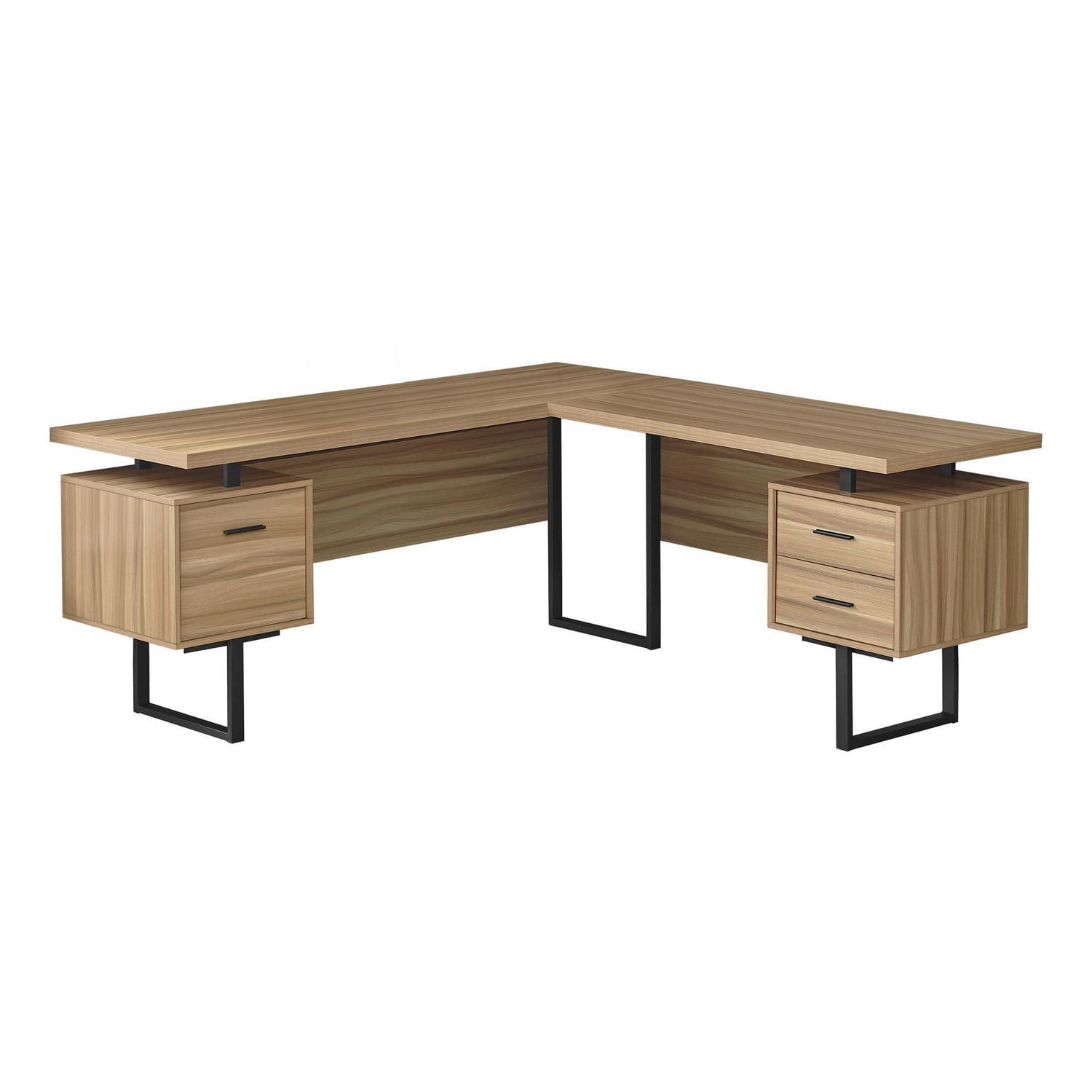 Monarch Specialties Computer Desk, Home Office, Corner, Left, Right Set-up, Storage Drawers, 70"l, L Shape, Work, Laptop, Metal, Laminate, Brown, Black, Contemporary, Modern
