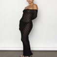 thumbnail image 3 of Elegant Boat Neck Off Shoulder Dress for Women in Solid Color, 3 of 6
