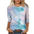 thumbnail image 2 of Blouse T-shirt Imprimé pour Femme Manches 3/4 Blouse Col Rond Hauts Décontractés Blouses pour Femmes Chic en Liquidation, 2 of 4