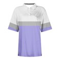 thumbnail image 4 of Yuyuzo Womens Short Sleeve Tops V Neck Work Tee Shirts Dressy Casual Collared Color Block Tunic Tops, 4 of 5