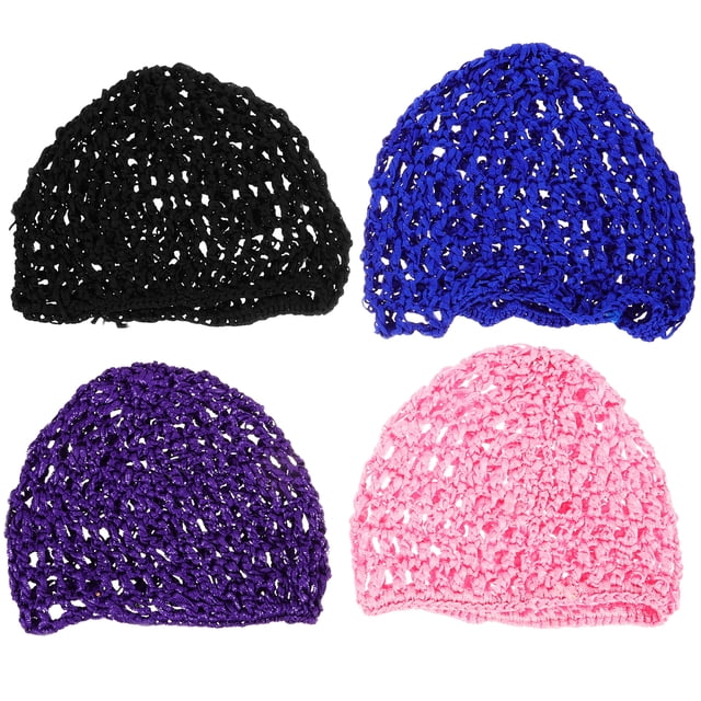 MasteelfCA 4 Pcs Filet à Cheveux en Maille Crochet pour Femmes Chapeau en Maille Filet à Cheveux pour Femmes Chapeau Snood