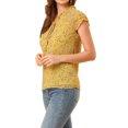 thumbnail image 4 of INSPIRE CHIC Blouse Fleurie pour Femme à Manches Courtes Cap, en Chiffon, Décontractée, à Volants, Hauts S Jaune, 4 of 7