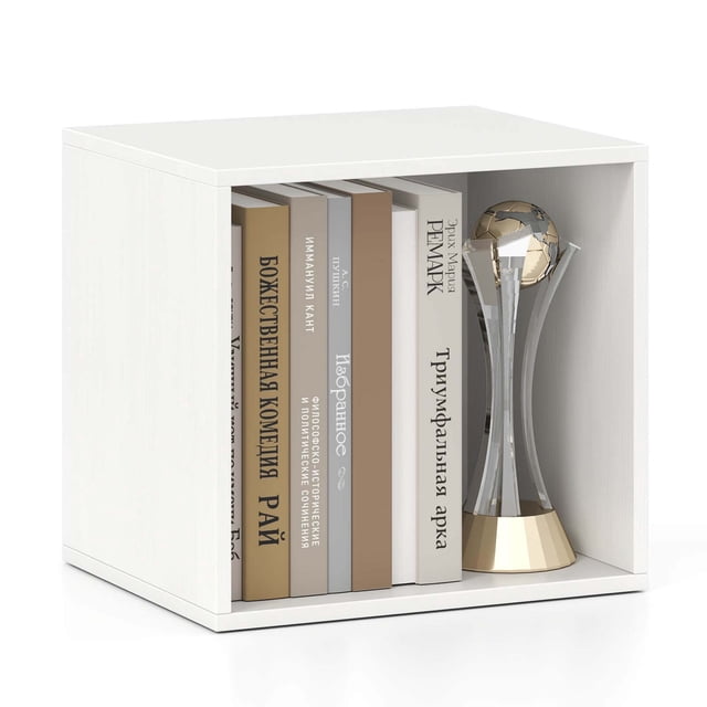 Costway 1 PCS Organiseur de Rangement en Cubes Empilable Étagère Ouverte pour Petit Espace Système de Rangement Blanc