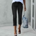 thumbnail image 2 of Pantalons Décontractés pour Femmes Jambe Droite Jeans Capri Extensible Noir m, 2 of 6