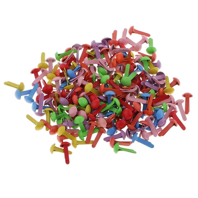 jifeng 100 Pcs Tête Ronde en Métal Attaches Papier pour Scrapbooking 4.5x8mm Coloré