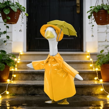 Danhjin Porch Goose Outfits 23in Raincoat Three Piece Set for Garden Statue Rain Decoration