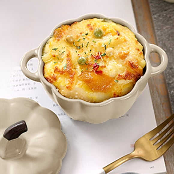 EGNMCR Gadgets de Cuisine, Accessoires de Cuisine, Ustensiles de Cuisine, Outil de Cuisine Bol Citrouille en Céramique Bol de Cuisson Bol de Cuisson à la Vapeur Bol de Mijotage Bol avec Couvercle Bol Citrouille en Céramique