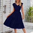 thumbnail image 1 of Meichang Tiered Dresses for Women Sleeveless V Neck Ruffle Dresses Casual Solid Color Midi Dresses High Waisted A-Line Dresses Flowy Summer Dresses Going Out Beach Dresses, 1 of 6