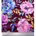 thumbnail image 1 of Soimoi Red Poly Georgette Fabric Leaves & Floral Fabric Prints by Yard 52 Inch Wide, 1 of 3