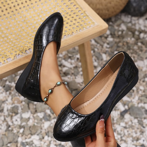 Wedge Shoes for Womens Slip on Stone Embossing Pointy Toe  display picture 1
