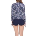 thumbnail image 4 of Aboser Rash Guard for Women Two Piece Surfing Swimsuit Printed Long Sleeve Bathing Suit Athletic Zip Front Swimwear Sun Protection Wetsuit with Shorts, 4 of 8