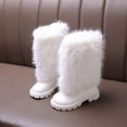 thumbnail image 2 of DHFJKG Girls Boots Mid Calf Boots With Zipper Fuzzy Lining Leather Upper Round Toe Lug Sole Non Slip Booties For Cold Weather Winter Gear Versatile Shoes, 2 of 7
