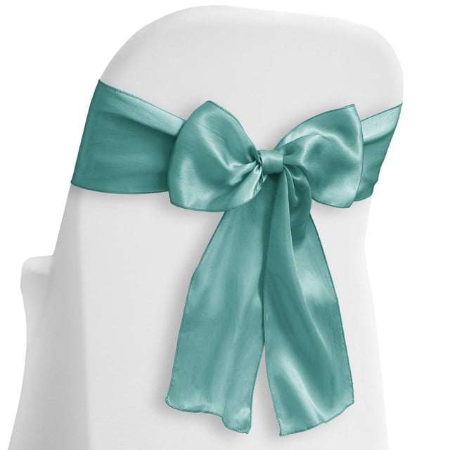 Lann's Linens - 100 Elegant Satin Wedding/Party Chair Cover Sashes/Bows - Ribbon Tie Back Sash - Turquoise