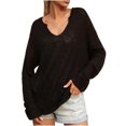 thumbnail image 2 of Qertyioot Chandails à Col en V pour Femmes Mode Automne Décontractée Manches Longues Tricotées, 2 of 6