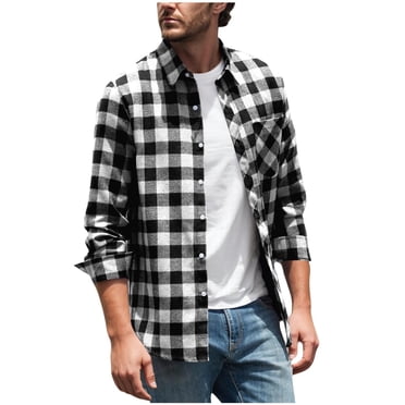 Chemise en Flanelle pour Homme, Chemise à Carreaux à Boutons à Manches Longues pour Homme, Vêtement d'Hiver Décontracté Doux Brossé
