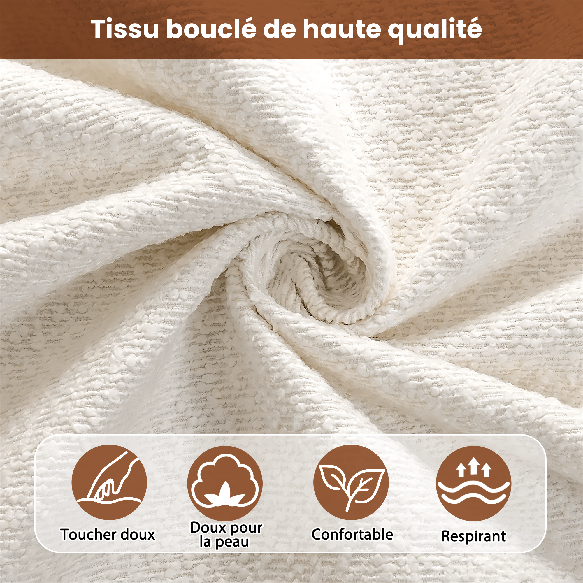 Noble House Cadre de Lit Grand avec Rangement avec Levage et Rangement Hydraulique, Lit Plateforme en Bouclé avec Tête de Lit Capitonnée et Lattes de Bois, Blanc Crème